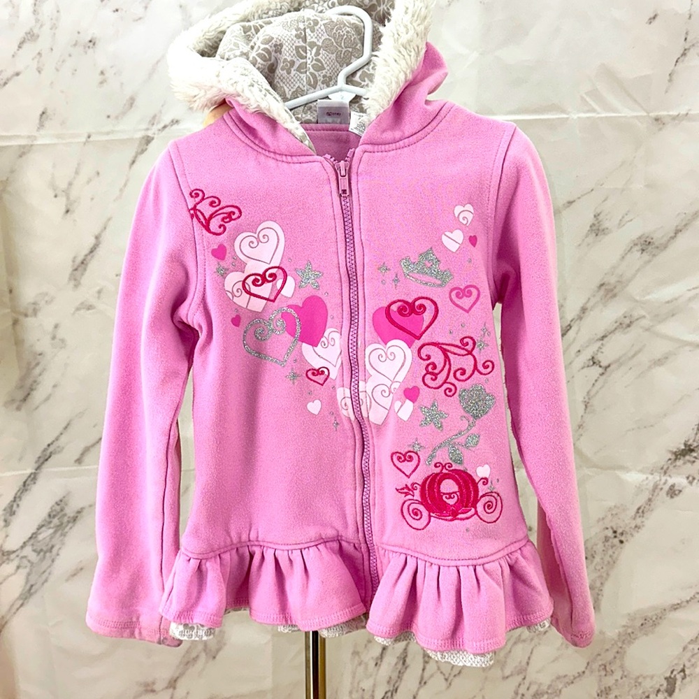 Disney‎ True Princess Embroidered Lined zip Hoodie girls 7/8
